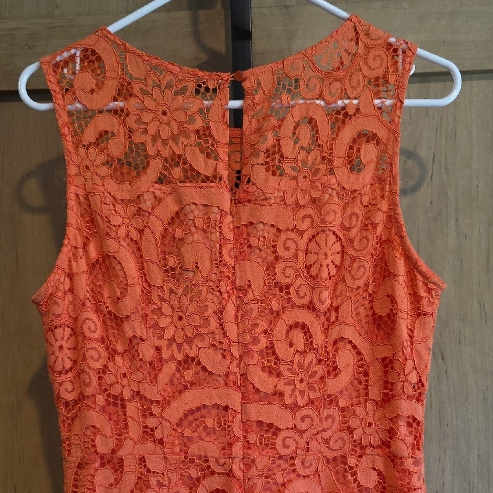 (J58) Nanette Lepore Orange Lace Dress Sz 8 - Picture 3 of 7